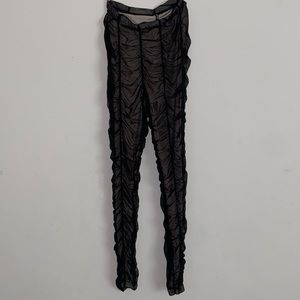 Black Ruched Mesh Layered Trouser